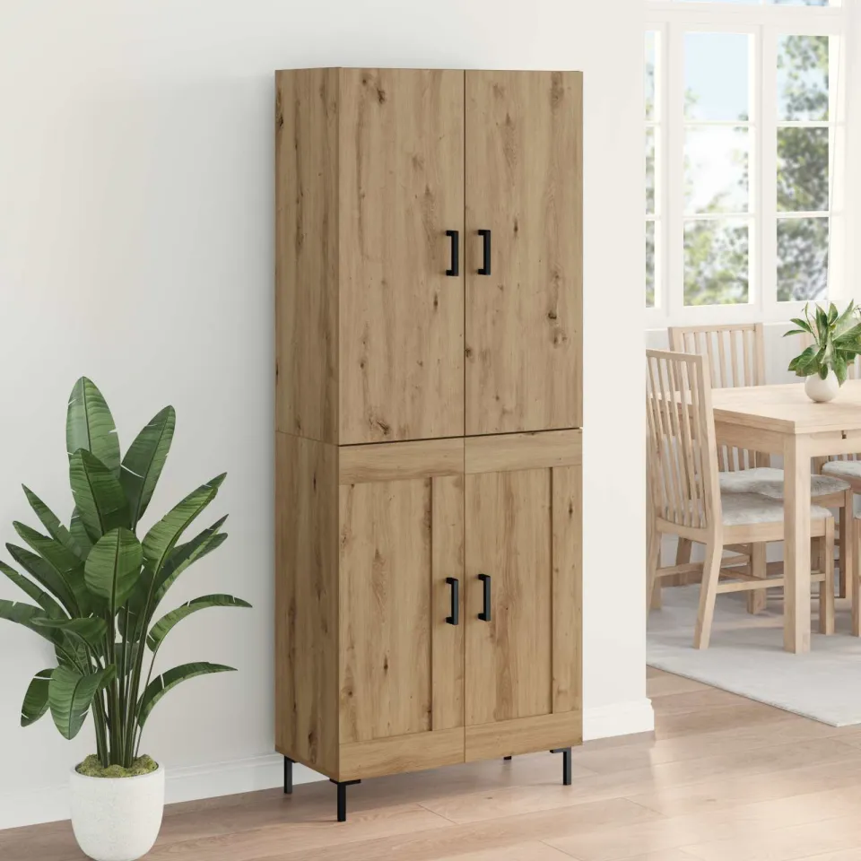 vidaXL Highboard Artisan Eiken 69,5 x 34 x 180 cm Bewerkt hout, foto 4