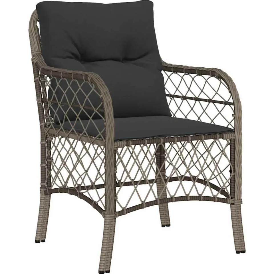 vidaXL 9-delige Tuinset met kussens poly rattan grijs
