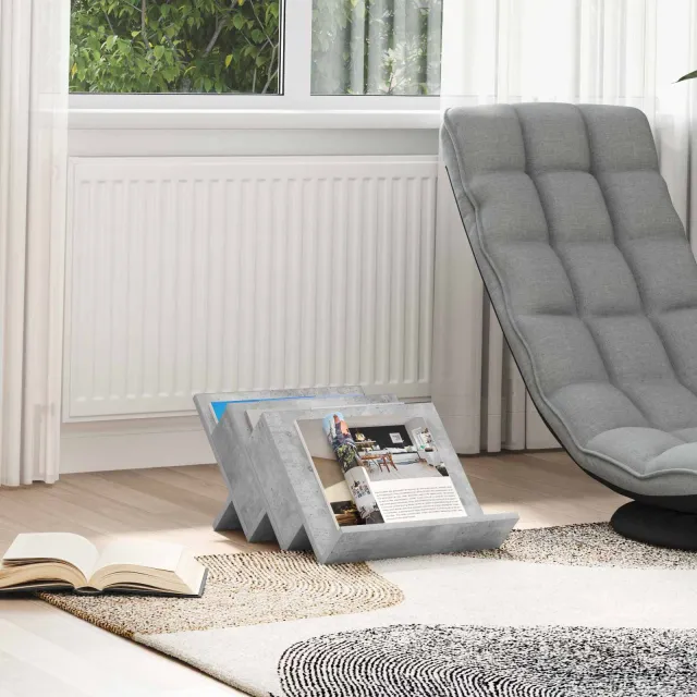 vidaXL Tijdschrift Rek Concerte Grijs 53 x 40 x 28,5 cm Bewerkt hout, foto 2