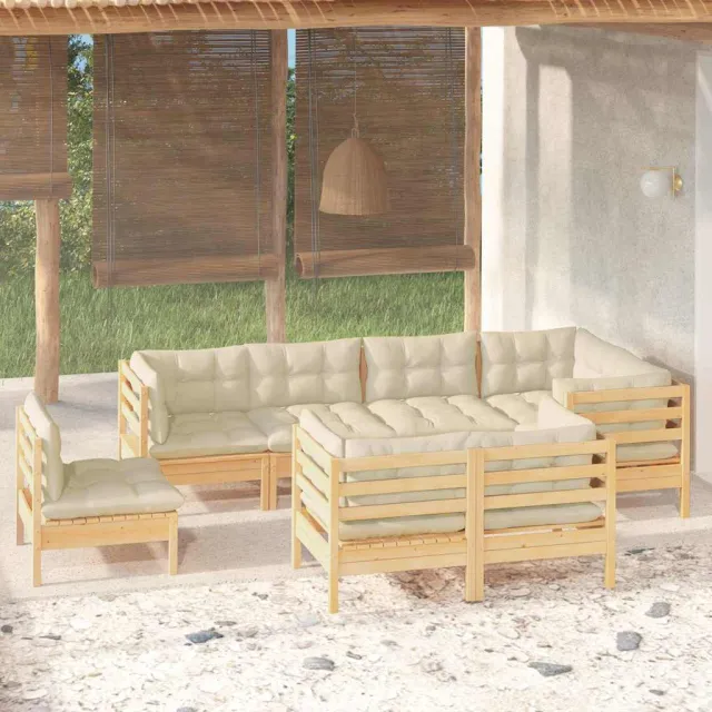 vidaXL 8-delige Loungeset met crèmekleurige kussens massief grenenhout, foto 2