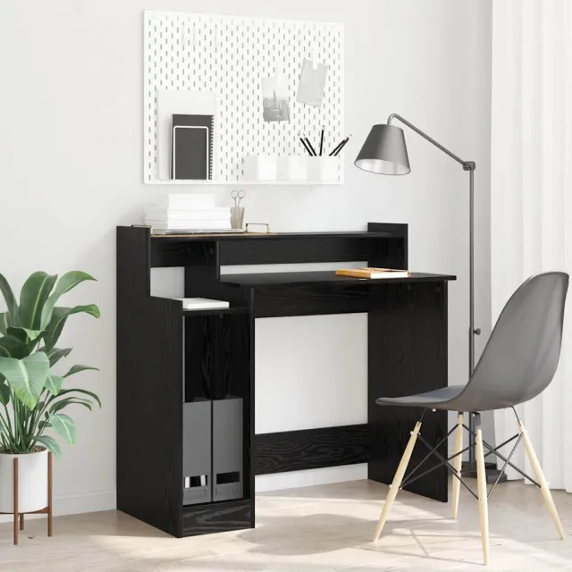 vidaXL Bureau Zwart Eiken 97 x 45 x 90 cm Bewerkt hout, foto 2