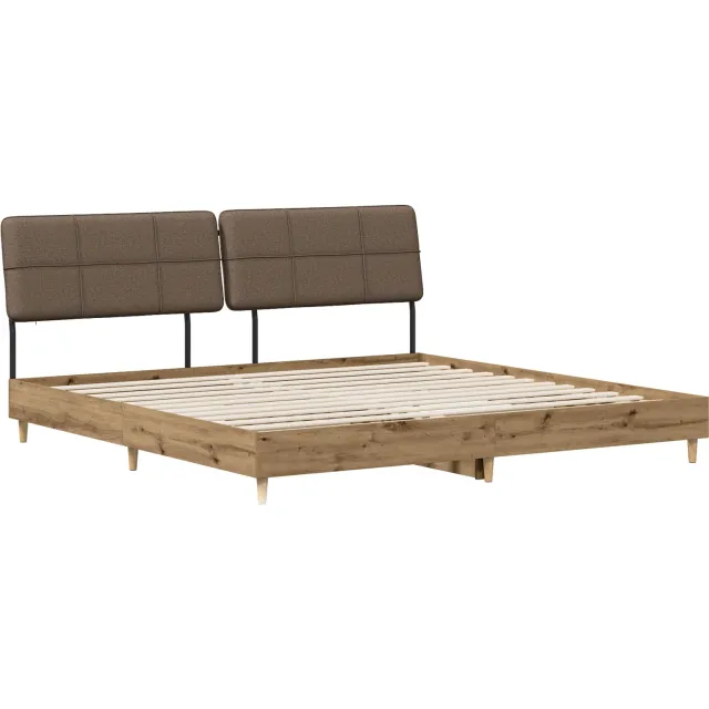 vidaXL Tweepersoonsbed met hoofdbord Artisan eiken en taupe Bruin