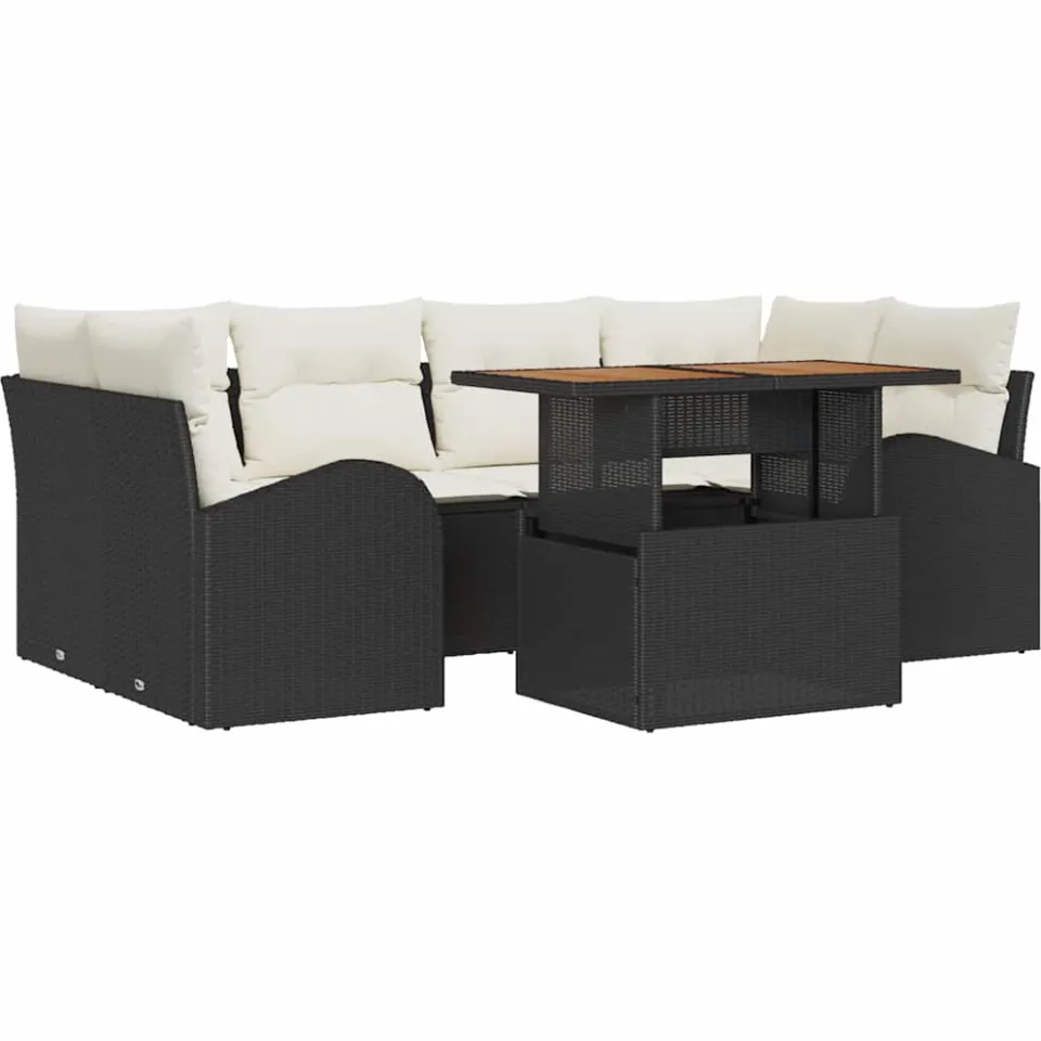 vidaXL Tuin Sofa Set 7 st Zwart Poly riet