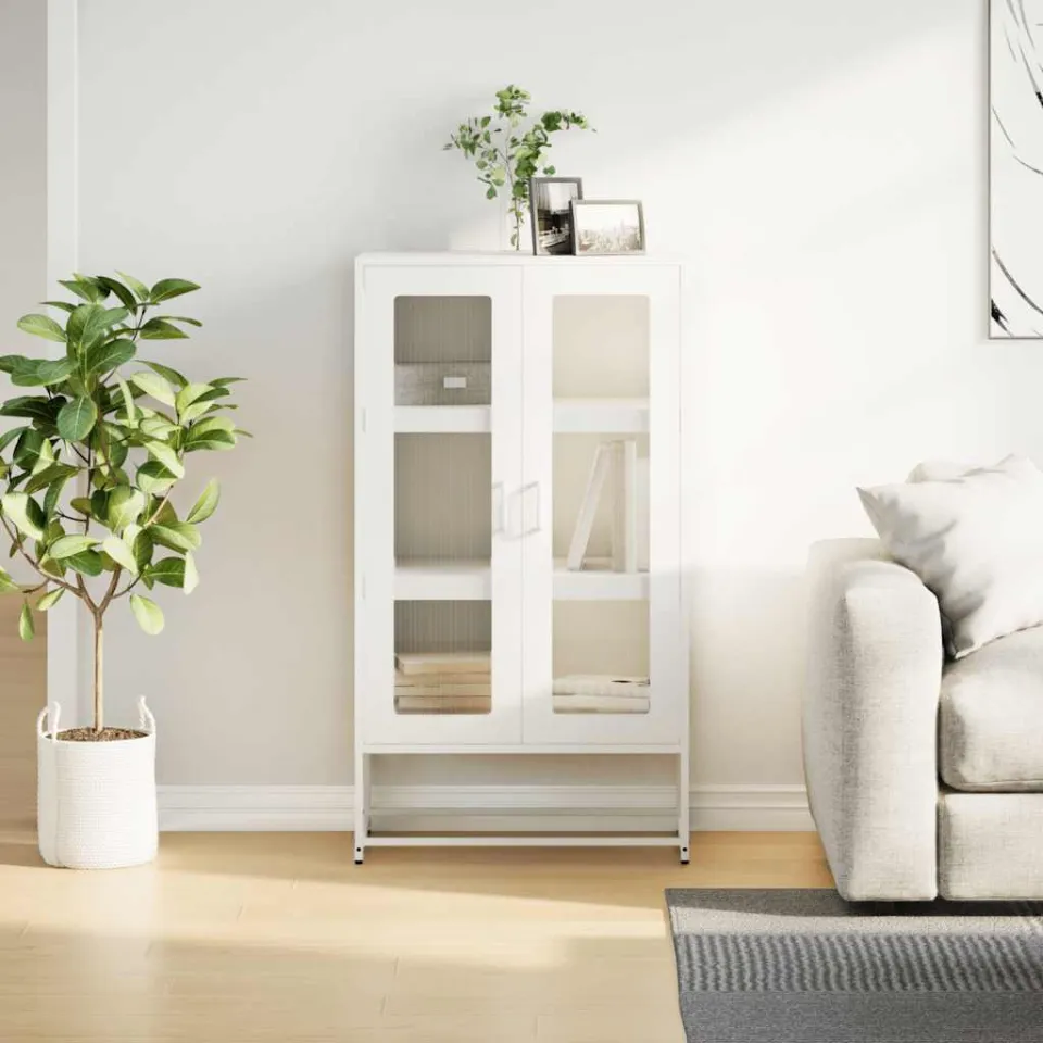 vidaXL Hoge kast 68x39x123 cm staal wit, foto 3