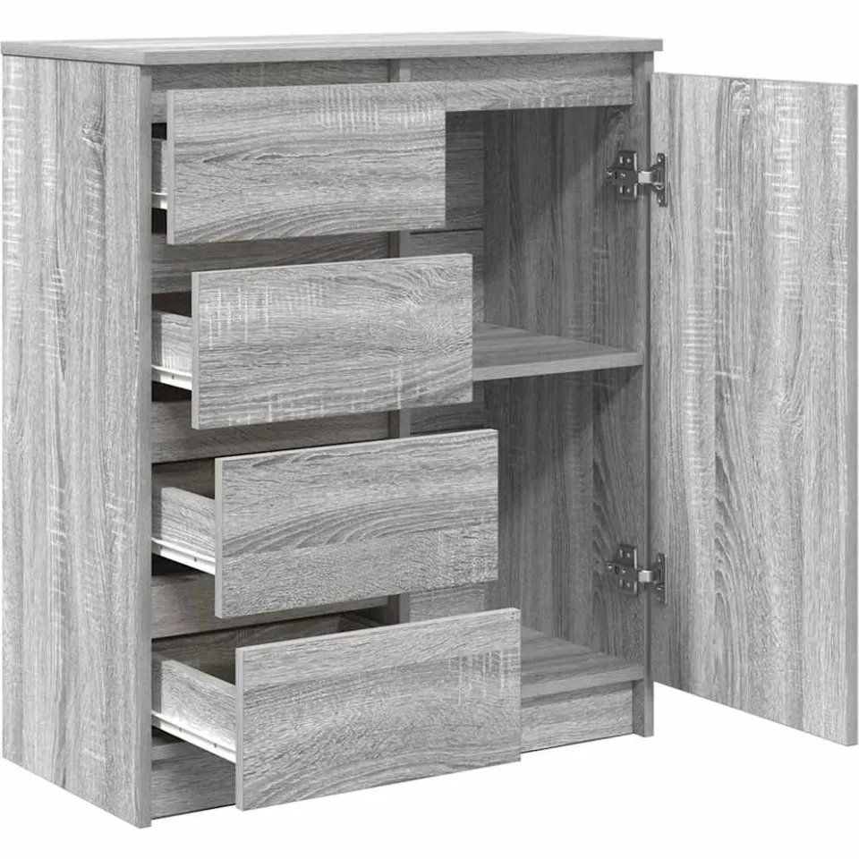 vidaXL Dressoir met lades 71x35x84 cm spaanplaat grijs Sonoma, foto 4