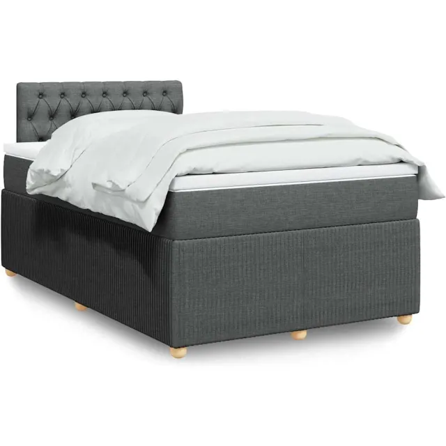 vidaXL Boxspring met matras stof donkergrijs 120x200 cm grijs