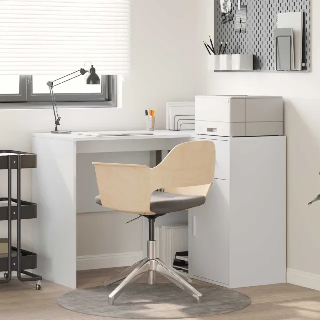 vidaXL Hoekbureau met lade met plank met opslag Wit 102 x 88 x 75 cm