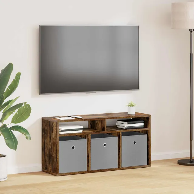 vidaXL Laagkast met lade Gerookt eiken 87 x 27,5 x 43 cm, foto 2