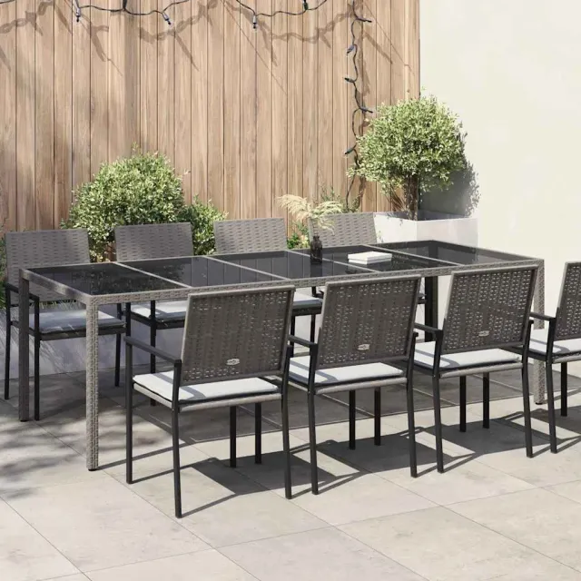 vidaXL Tuinstafel Grijs poly rattan