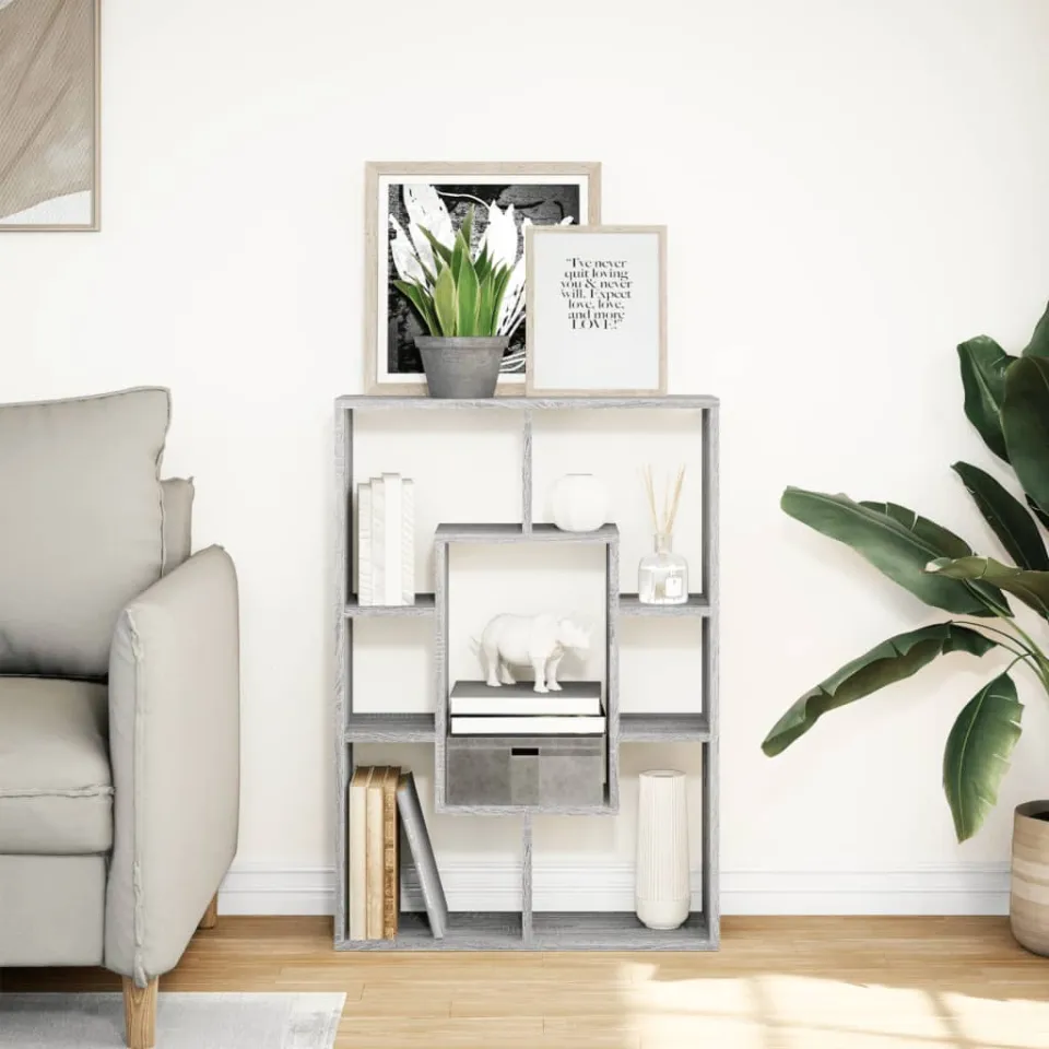 vidaXL Boekenkast 63x20x90 cm bewerkt hout grijs sonoma eikenkleurig, foto 2