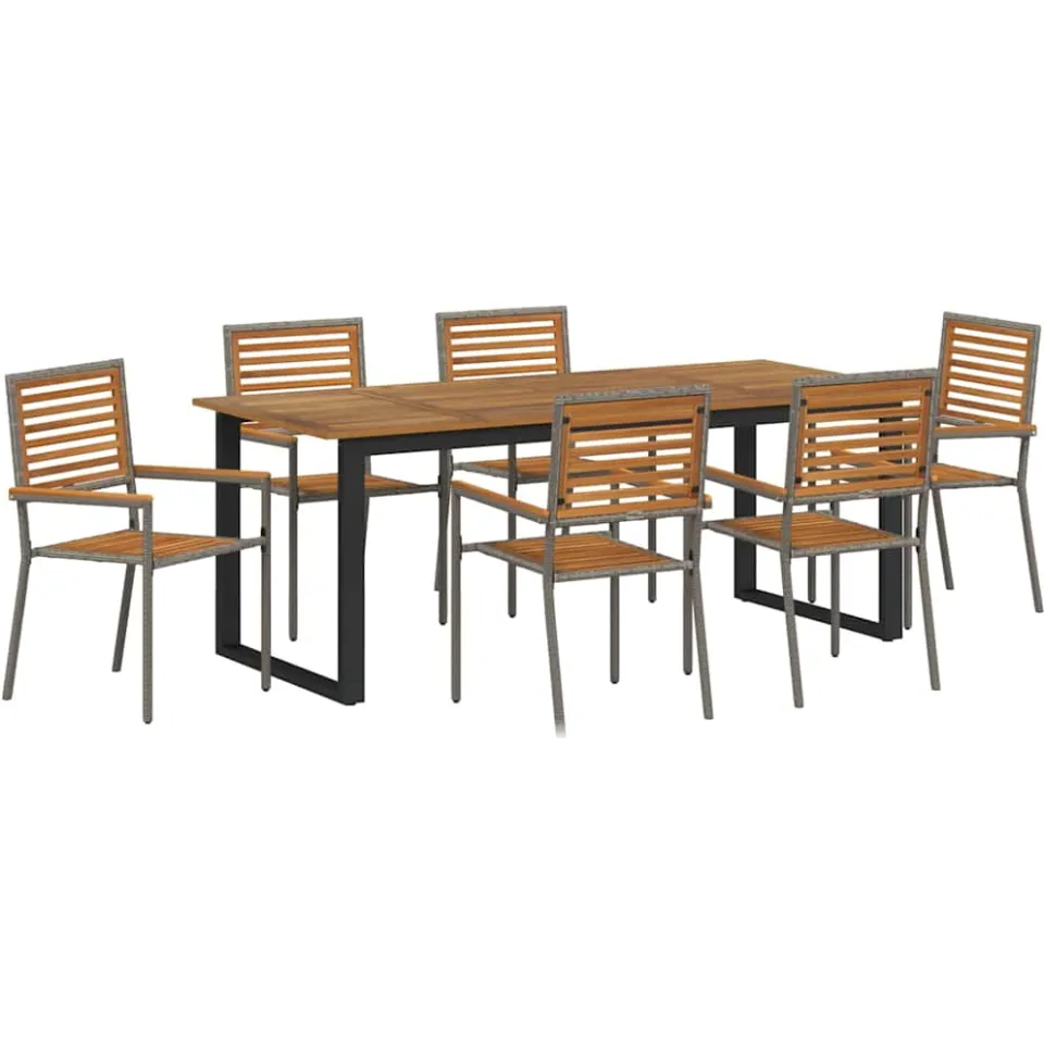 vidaXL Tuin eettafelset 7 st Grijs Massief Acaciahout