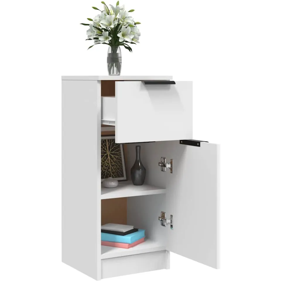 vidaXL Dressoirs 2 st 30x30x70 cm bewerkt hout wit, foto 4