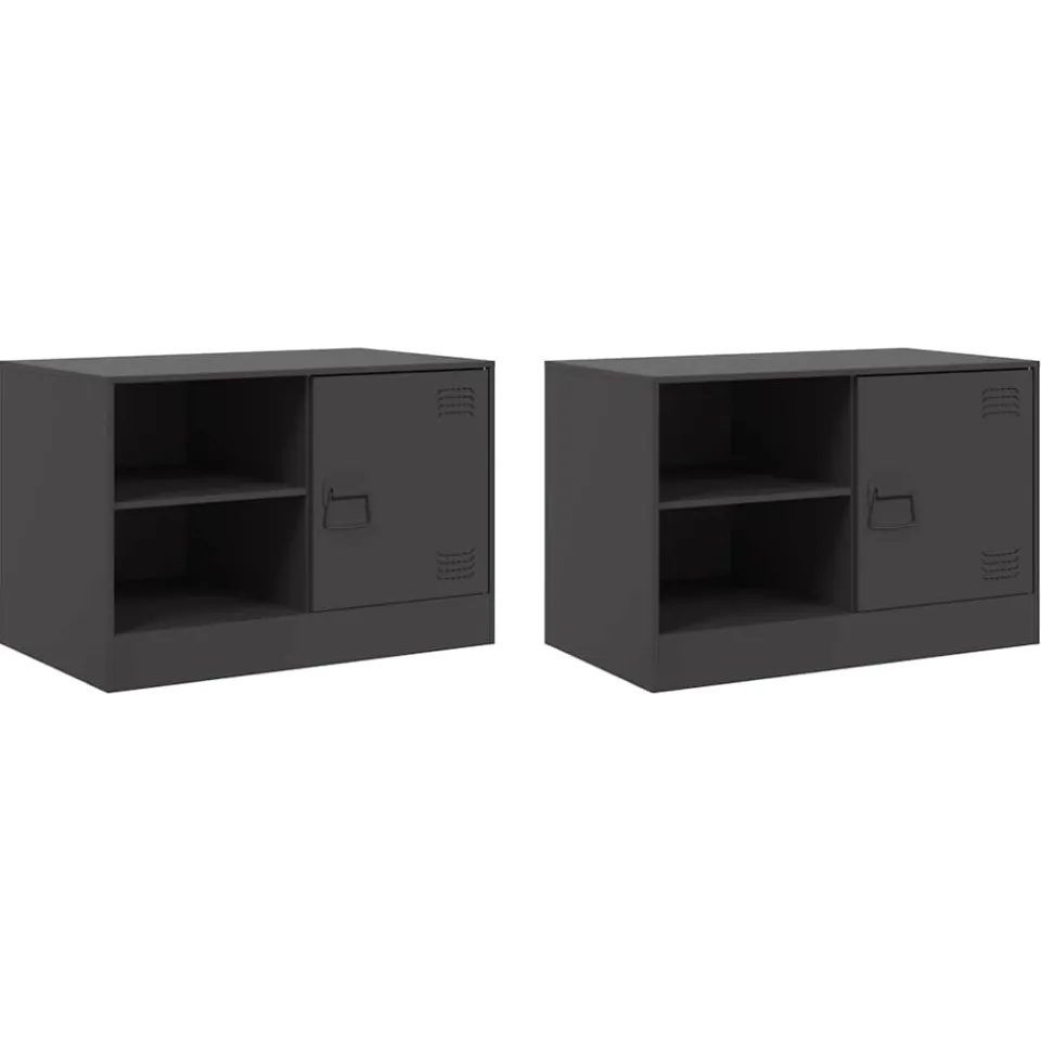 vidaXL Tv-meubelen 2 st 67x39x44 cm staal zwart, foto 3