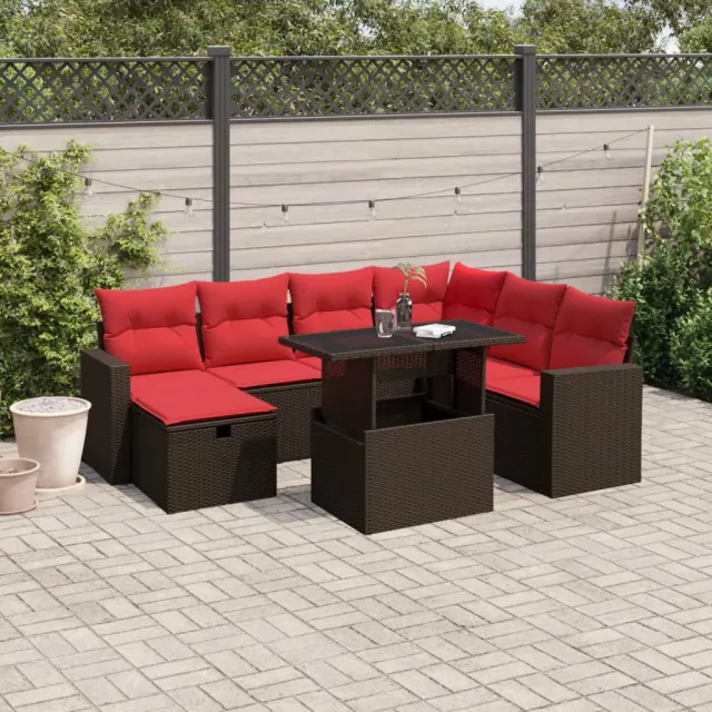 vidaXL 8-delige tuinbankset met kussens, bruin polyrotan, foto 2
