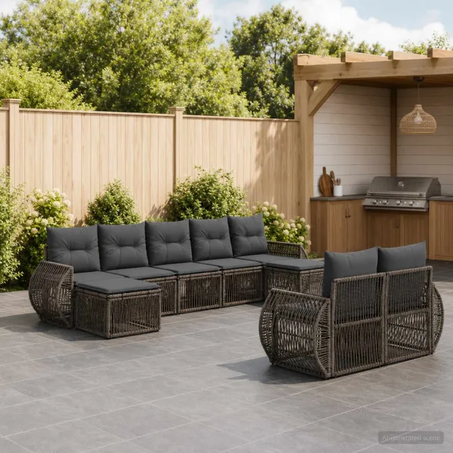 vidaXL Tuinbankenset 9 st 9-zits Grijs en Donkergrijs poly rattan, foto 2