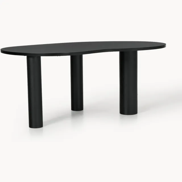 Westwing Collection Eettafel Naruto van eikenhout in organische vorm, in verschillende formaten Zwart