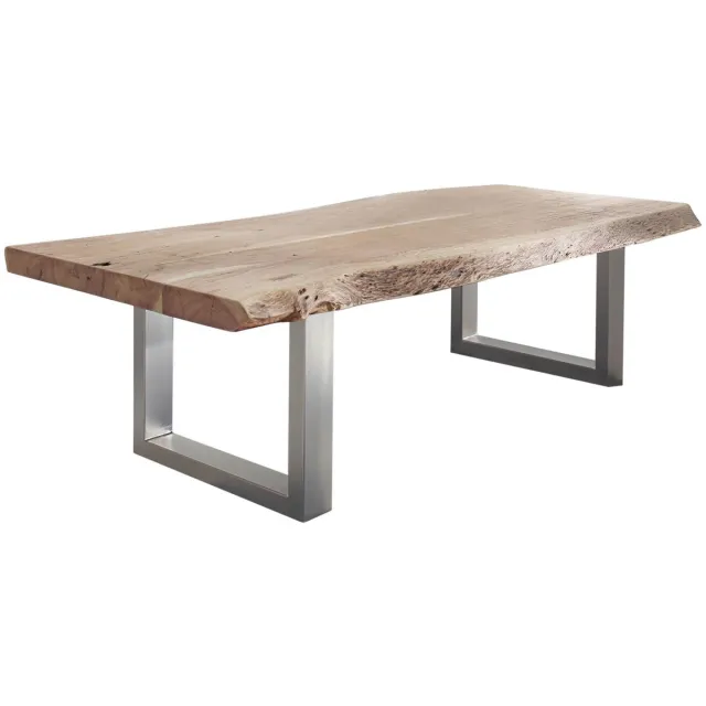MASSIVMOEBEL24 .DE FREEFORM #120 salontafel beige geborsteld / gelakt massief hout acacia 120x80x45 cm (BxTxH)