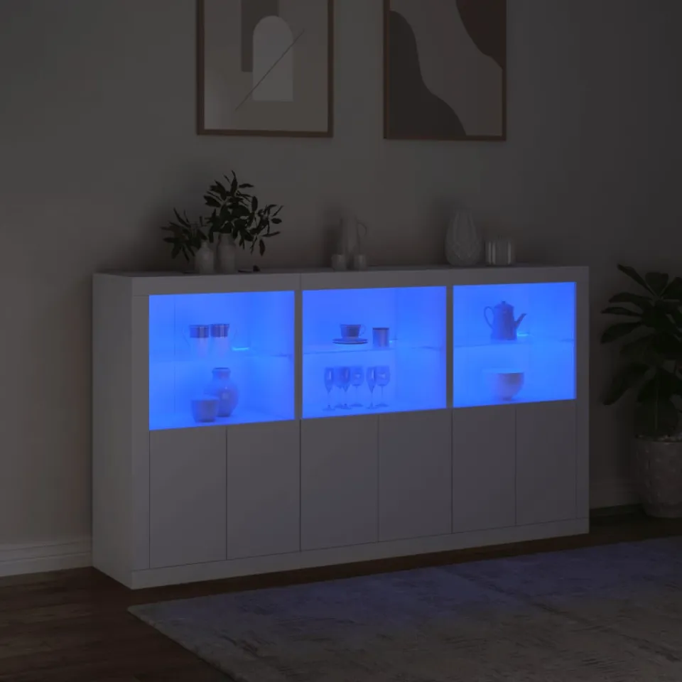 vidaXL Dressoir met LED-verlichting 181,5x37x100 cm wit, foto 4