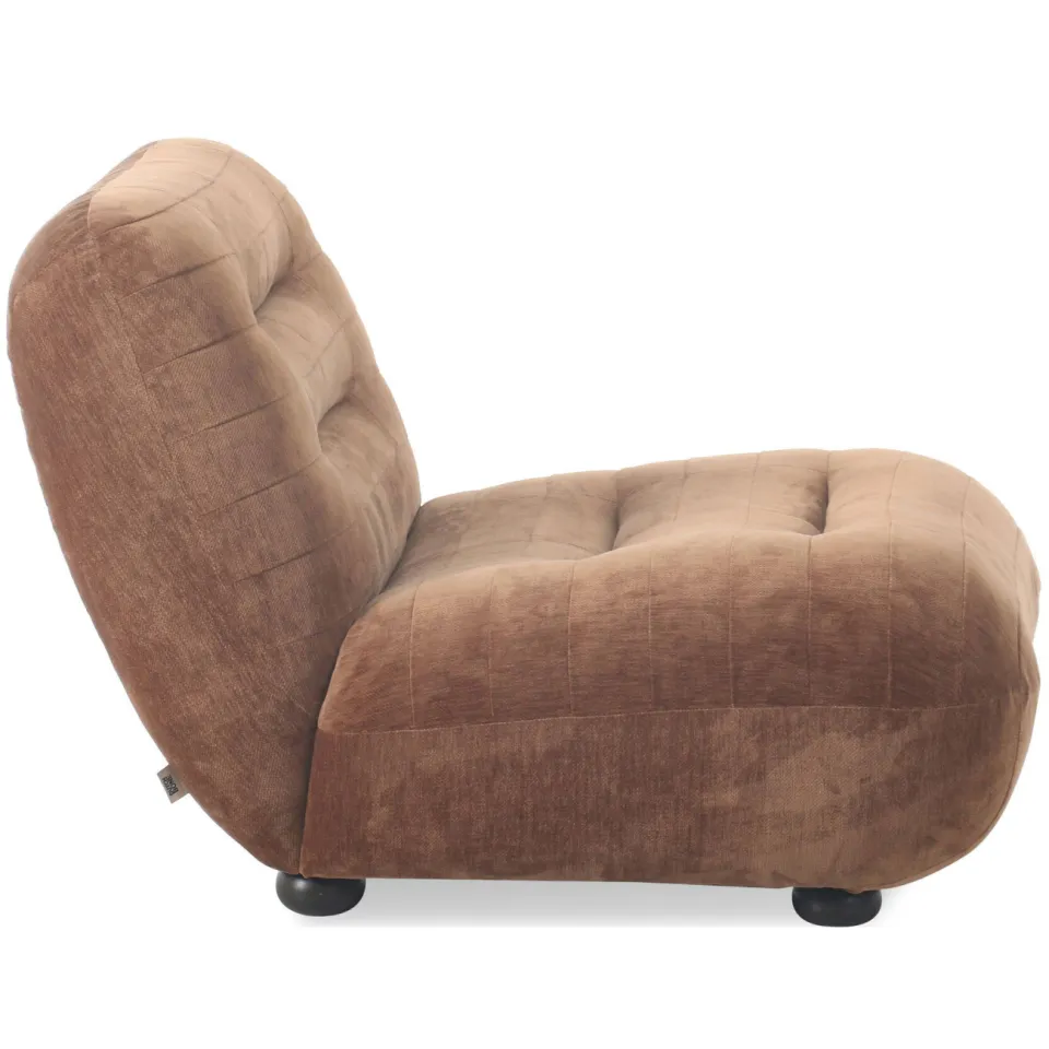 Dutchbone Wyatt Fauteuil Velours Cognac Bruin, foto 3