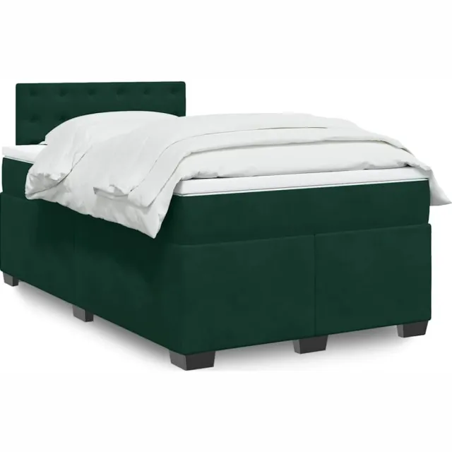 vidaXL Boxspring met matras fluweel donkergroen 120x190 cm groen