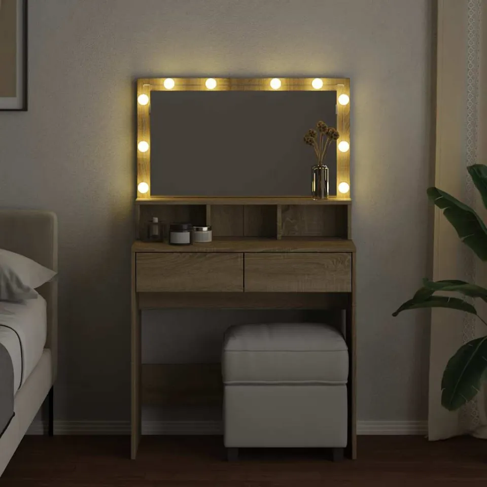 vidaXL Kaptafel met LED 80x41x134,5 cm sonoma eikenkleurig, foto 3