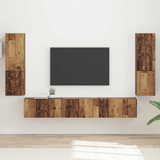 vidaXL Tv-meubelset 4 st Oudhout Bewerkt hout Bruin