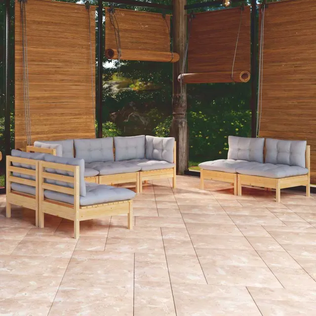 vidaXL 7-delige Loungeset met grijze kussens grenenhout grijs, foto 2