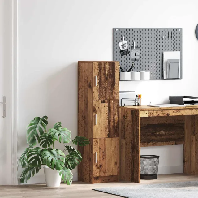 vidaXL Hoge kast Oudhout 31.5 x 32 x 122.5 cm Bruin