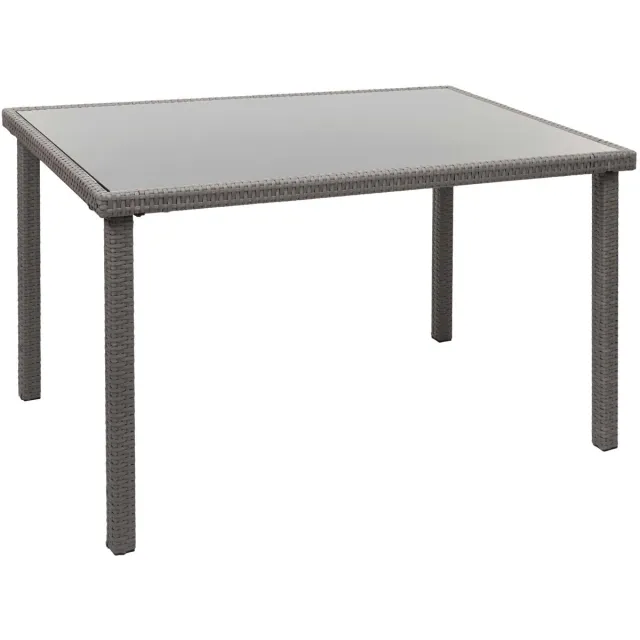 MCW Poly-rattan tafel MCW-G19, tuintafel balkontafel, 120x75cm ~ grijs