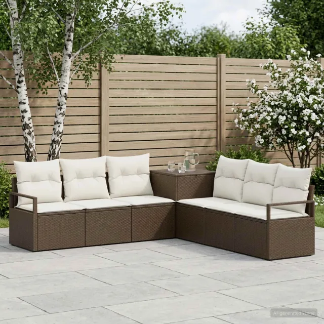 vidaXL Bankstel 7 st Bruin en Crème Wit 120 x 62 x 69 cm