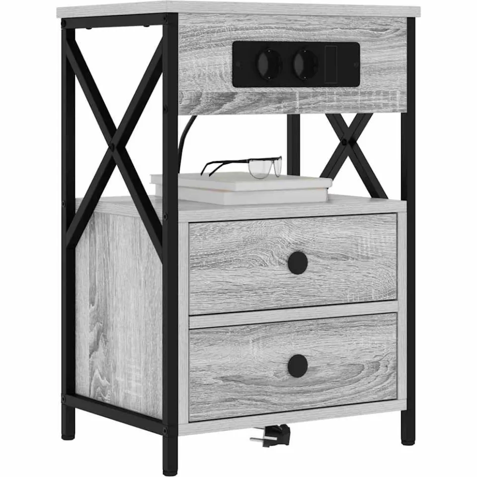 vidaXL Nachtkastje 2 st Grijs Sonoma 40 x 31 x 60 cm Bewerkt hout