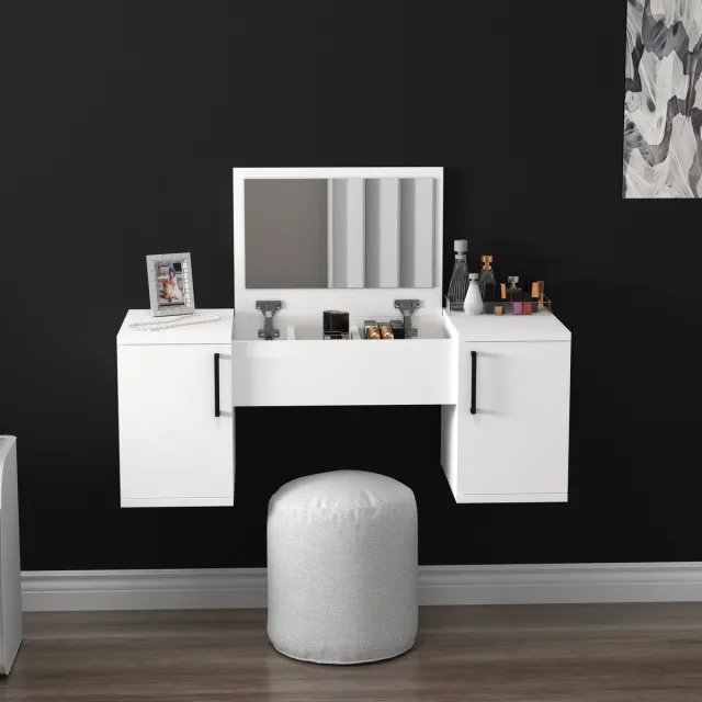 Skye Decor , Kaptafel, Mercan, Gemelamineerde spaanplaat, Wit, 100 x 35 x 74,1 cm