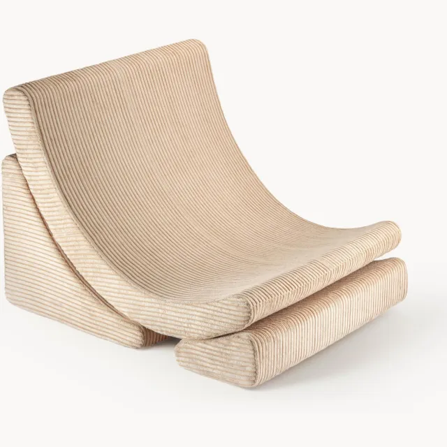 Wigiwama Handgemaakte kinderarmstoel Moon van corduroy Beige
