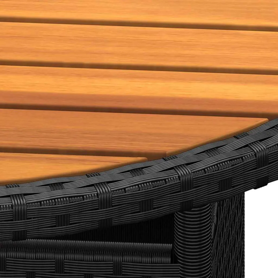 vidaXL Tuintafel Ø80x75 cm acaciahout en poly rattan zwart, foto 4