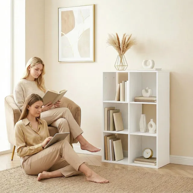 Pugsdrly Boekenkast, staand schap met 3 niveaus, smal schap met kantelbeveiliging, opbergrek voor woonkamer, slaapkamer, kantoor, wit