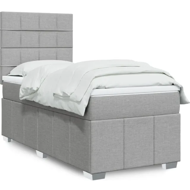 vidaXL Boxspring met matras stof lichtgrijs 100x200 cm grijs