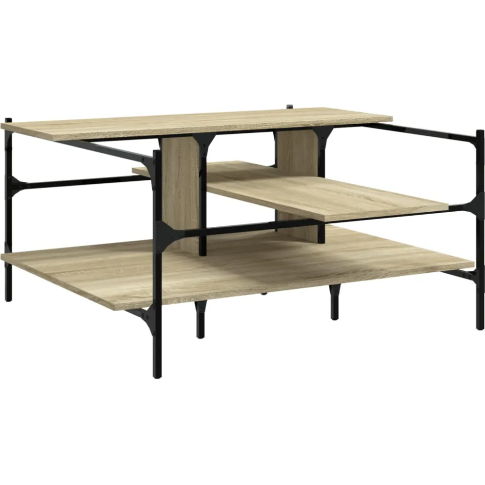 vidaXL Salontafel 100x100x48,5 cm bewerkt hout sonoma eikenkleurig Bruin