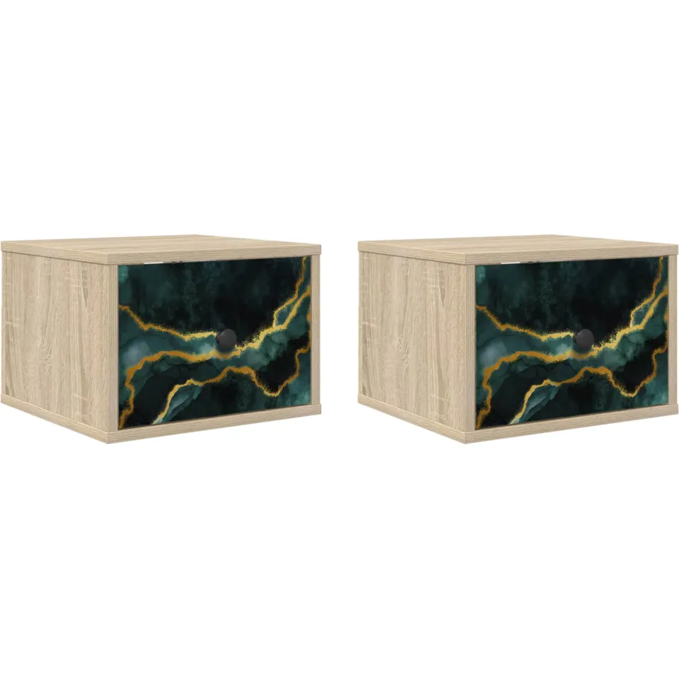 vidaXL Wandkastje WIJHE 2 st Sonoma Eiken 36 x 33 x 25 cm Bewerkt hout Bruin