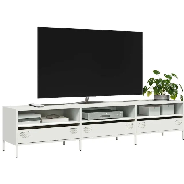 vidaXL Tv-meubel 202x39x43,5 cm koudgewalst staal wit, foto 2