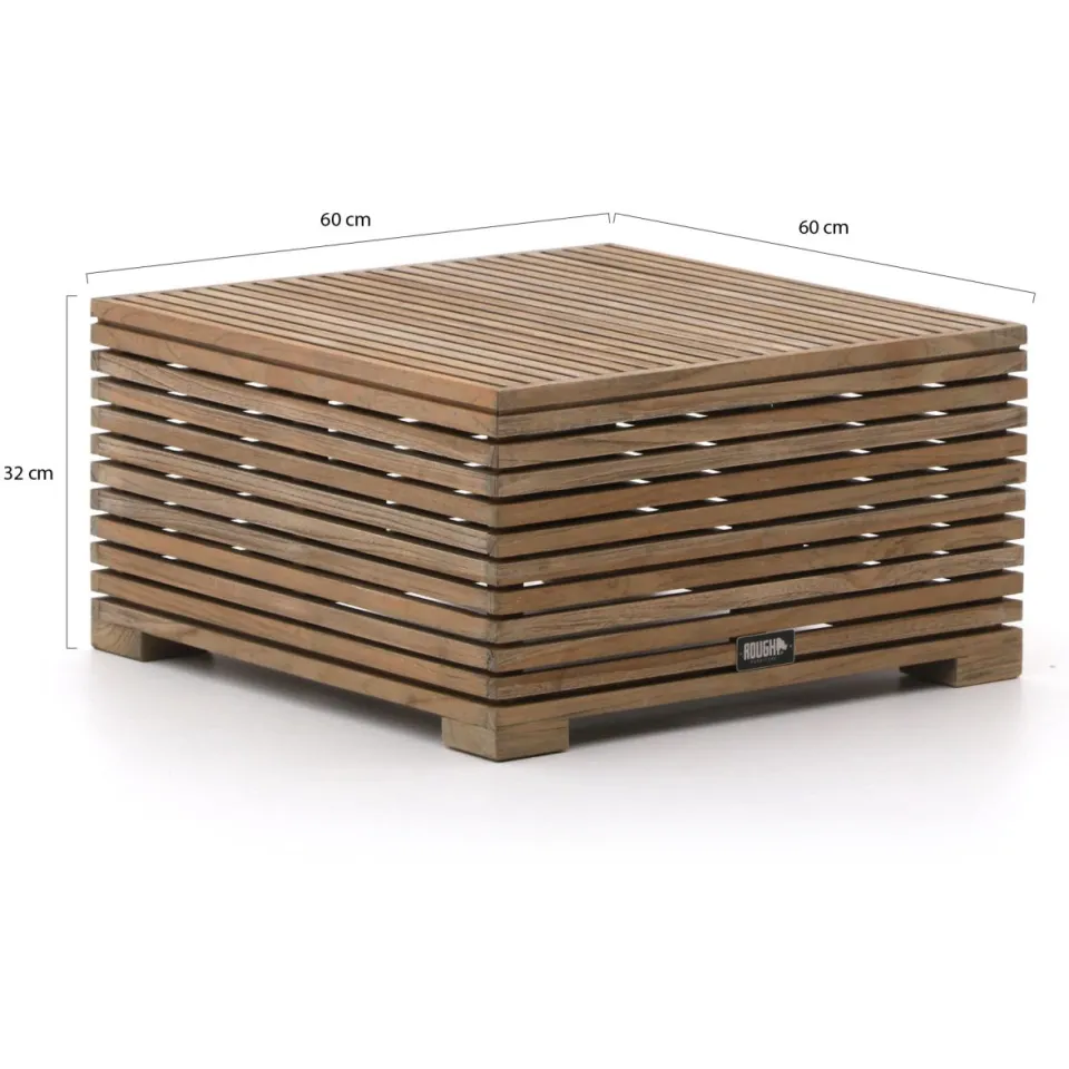 ROUGH Furniture ROUGH-C bijzet tuintafel 60x60x32cm bruin, foto 2