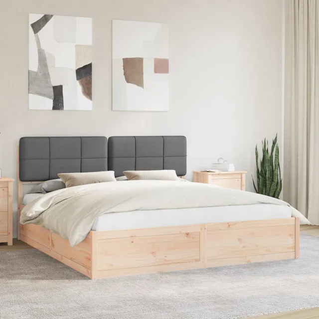 vidaXL Bedframe met Gevoerd Hoofdgedeelte Donkergrijs 200 x 200 cm