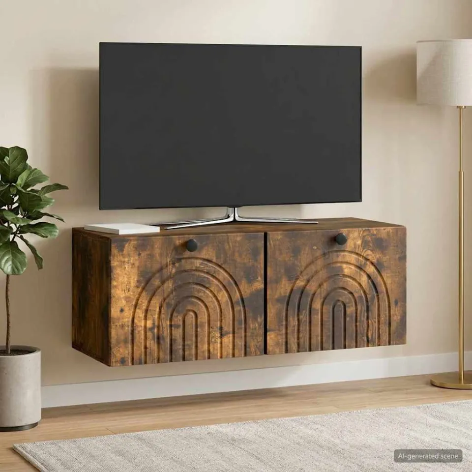 vidaXL Wandbeugel TV-kast Gerookt eiken 78,5 x 31 x 30 cm Bewerkt hout, foto 4