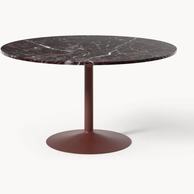 Westwing Collection Ronde eettafel Miley met marmeren blad, in verschillende formaten Wijnrood