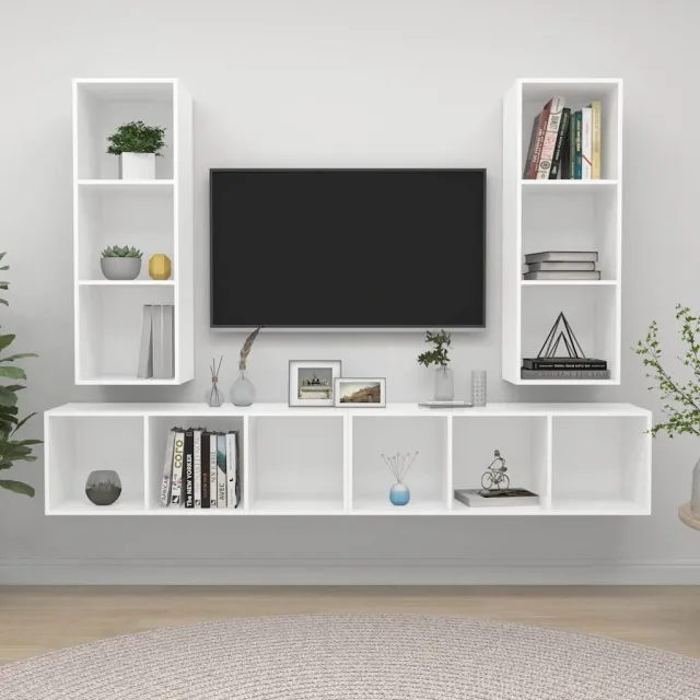 vidaXL Tv-wandmeubelen 4 st bewerkt hout wit, foto 2