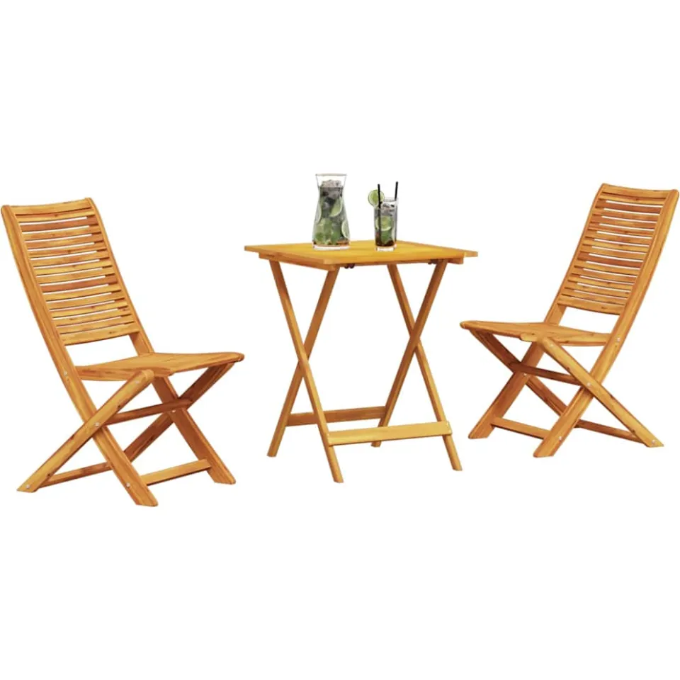 vidaXL Vouw Bistro Set 3 st Bruin Massief Acaciahout, foto 2