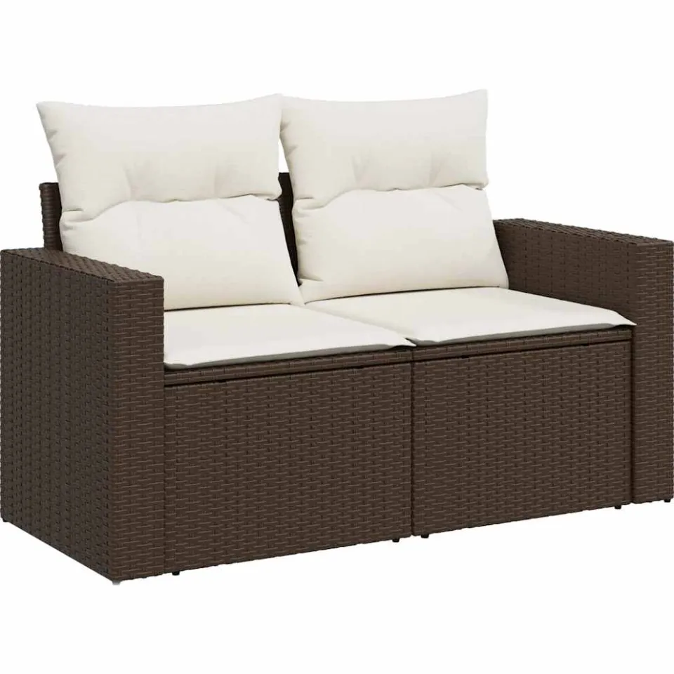 vidaXL 7-delige Loungeset met kussens poly rattan bruin, foto 4