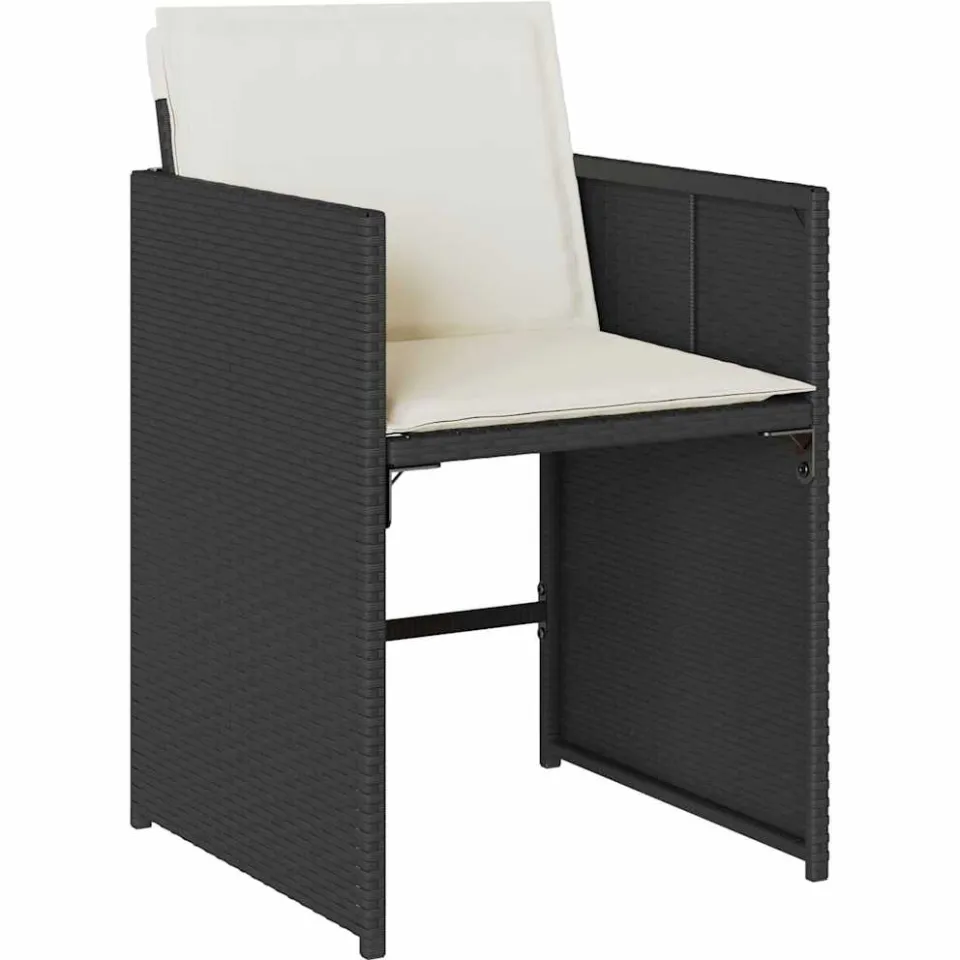vidaXL 15-delige Tuinset met kussens poly rattan zwart