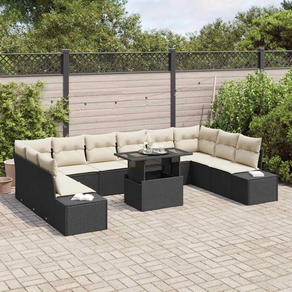 vidaXL Tuin Sofa Set 11 st Zwart poly rattan, foto 3