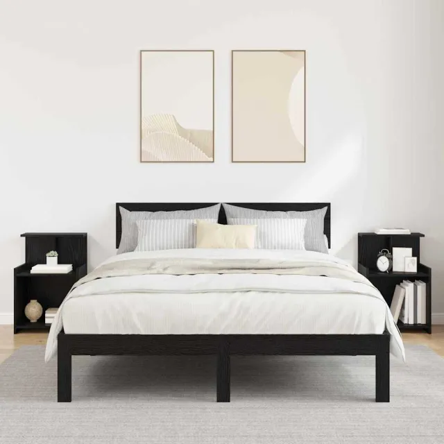 vidaXL Nachtkastje 2 st Zwart Eiken 40 x 35 x 60 cm Bewerkt hout, foto 2