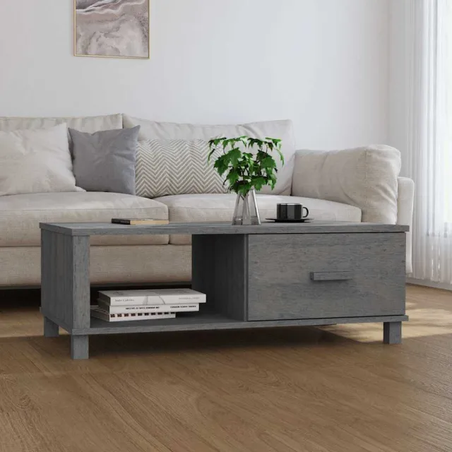 vidaXL Salontafel HAMAR 100x55x35 cm massief grenenhout donkergrijs grijs, foto 2